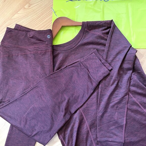 Firm. Eddie Bauer Hyperlayer XL Set, Pant &Top Burgundy. Athletics Yoga Pilates - Picture 14 of 16